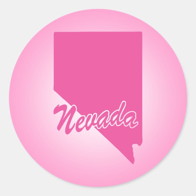 Pink State Nevada Classic Round Sticker (Front)