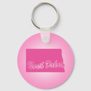 Pink State North Dakota Keychain