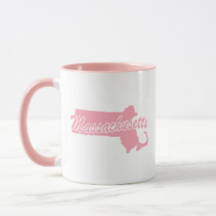 Pink State Of Massachusetts Shape Mug