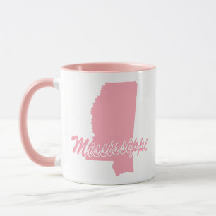 Pink State Of Mississippi Shape Mug