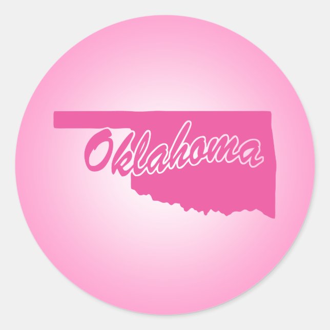 Pink State Oklahoma Classic Round Sticker (Front)