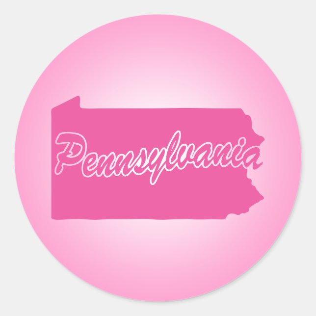Pink State Pennsylvania Classic Round Sticker (Front)
