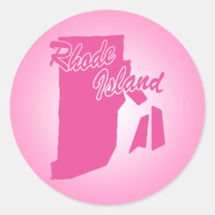 Pink State Rhode Island Classic Round Sticker