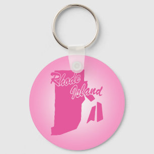 Pink State Rhode Island Keychain