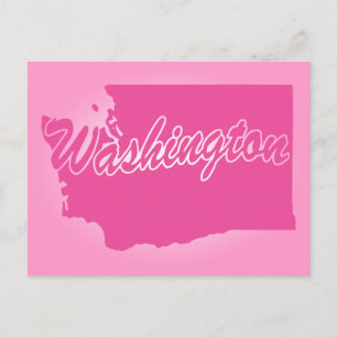 Pink State Washington Postcard