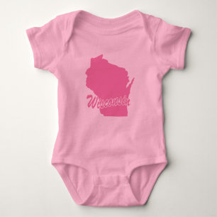 Pink State Wisconsin Baby Bodysuit