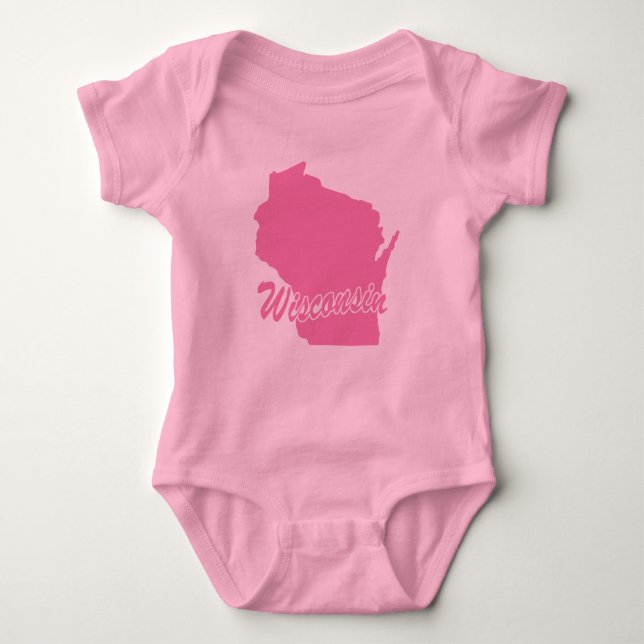 Pink State Wisconsin Baby Bodysuit (Front)