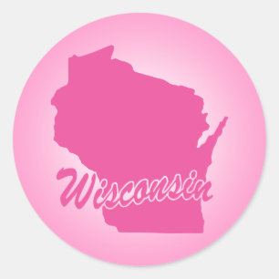 Pink State Wisconsin Classic Round Sticker