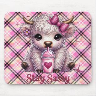 Pink, Stay Sassy, Highland Cows Mouse Mat
