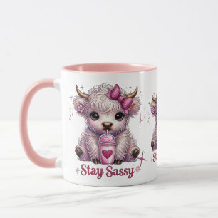 Pink, Stay Sassy, Highland Cows Mug