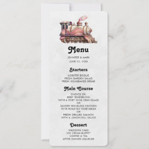 Pink Steam Train Vintage Style Invitation