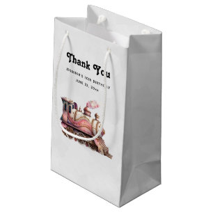 Pink Steam Train Vintage Thank You Small Gift Bag