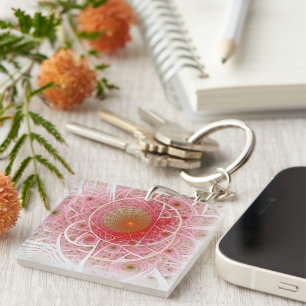 Pink Steampunk Abstract Key Ring