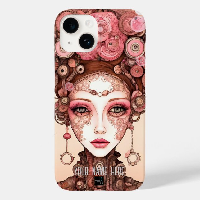 PINK STEAMPUNK BEAUTY DOLL FACE iPhone / iPad case (Back)