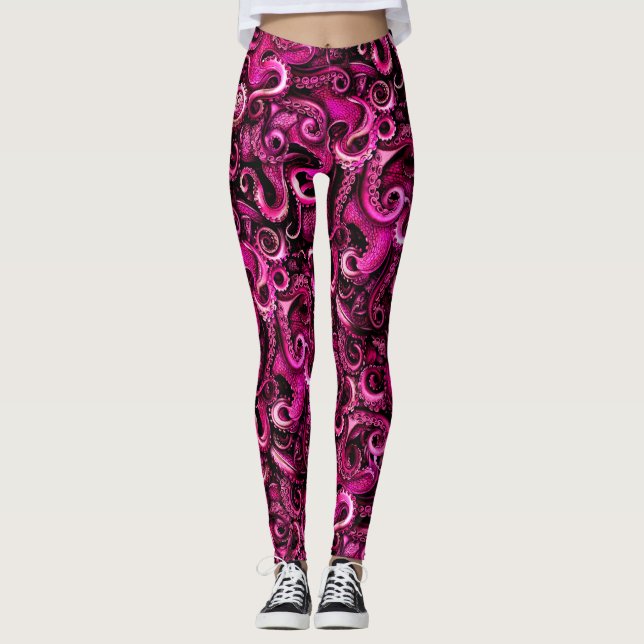 Pink Steampunk Octopus Tentacles Leggings (Front)