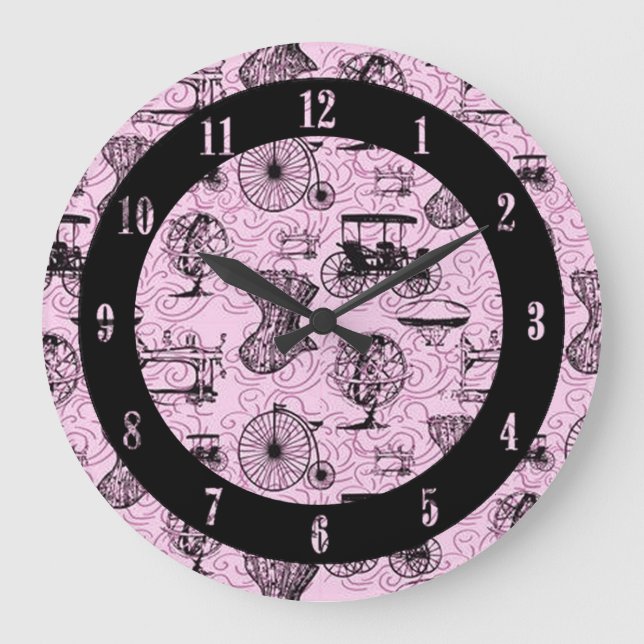 Pink Steampunk Pattern Wall Clock (Front)