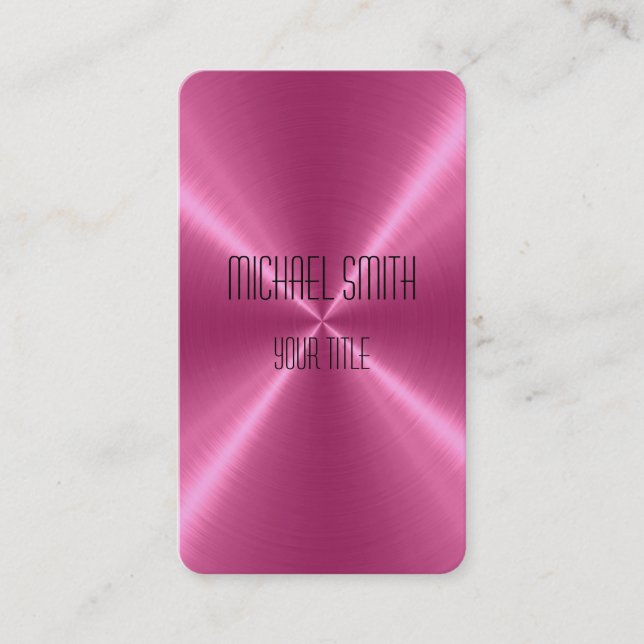 Pink Steel Metal Business Card (Front)