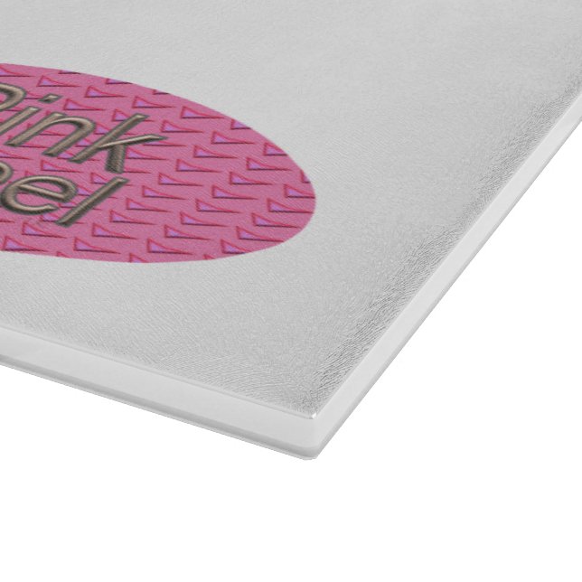 Pink Steel oval glass cutting board (Corner)