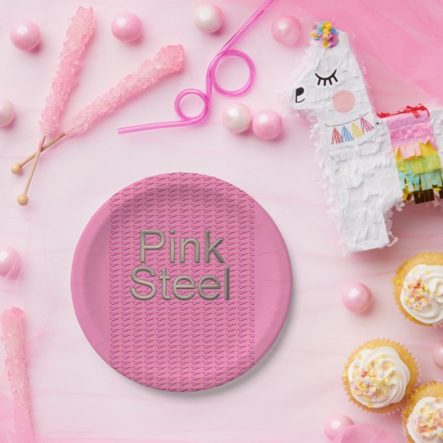 Pink Steel paper plates (Party)