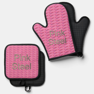 Pink Steel silicone oven mitts pot holder sets Oven Mitt & Pot Holder Set