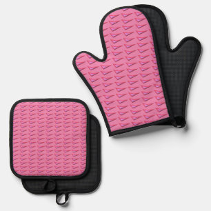 Pink Steel silicone oven mitts pot holder sets Oven Mitt & Pot Holder Set