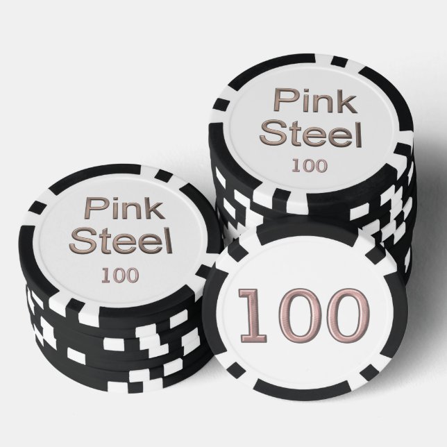 Pink Steel white black 100 striped poker chip (Stack)