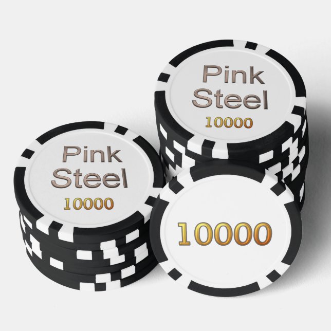 Pink Steel white black gold 10K striped poker chip (Stack)