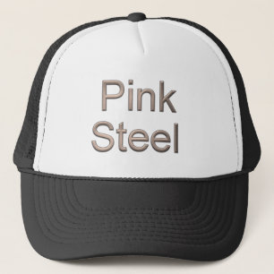Pink Steel white black trucker hat