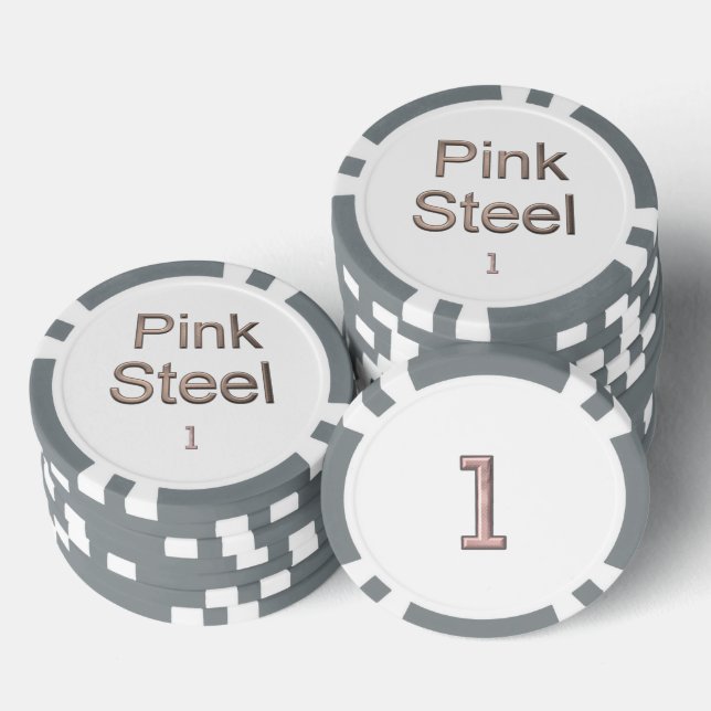 Pink Steel white grey 1 striped poker chip (Stack)