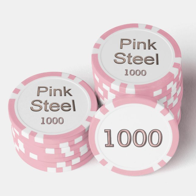 Pink Steel white pink 1000 striped poker chip (Stack)