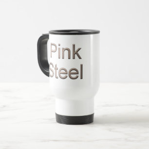 Pink Steel white travel commuter mug