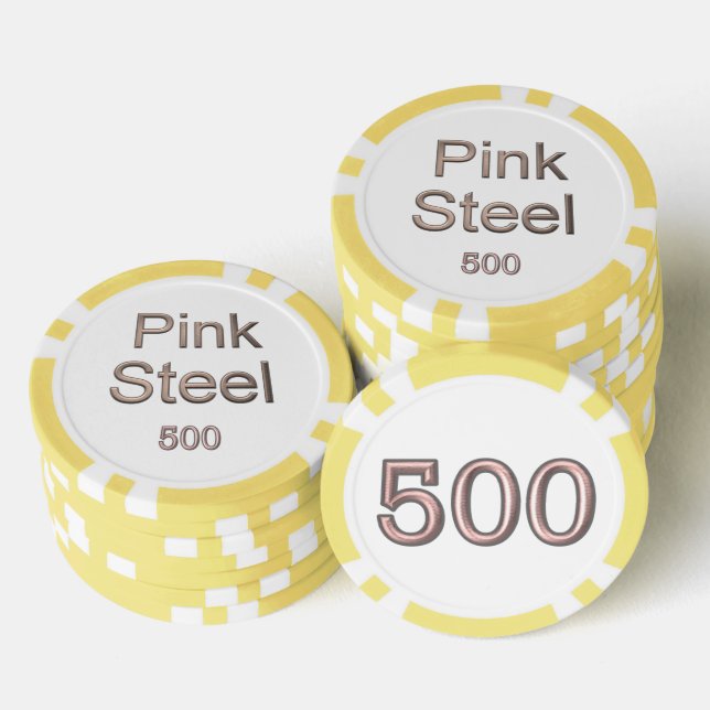 Pink Steel white yellow 500 striped poker chip (Stack)