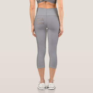 Pink Steel word gray capris pants