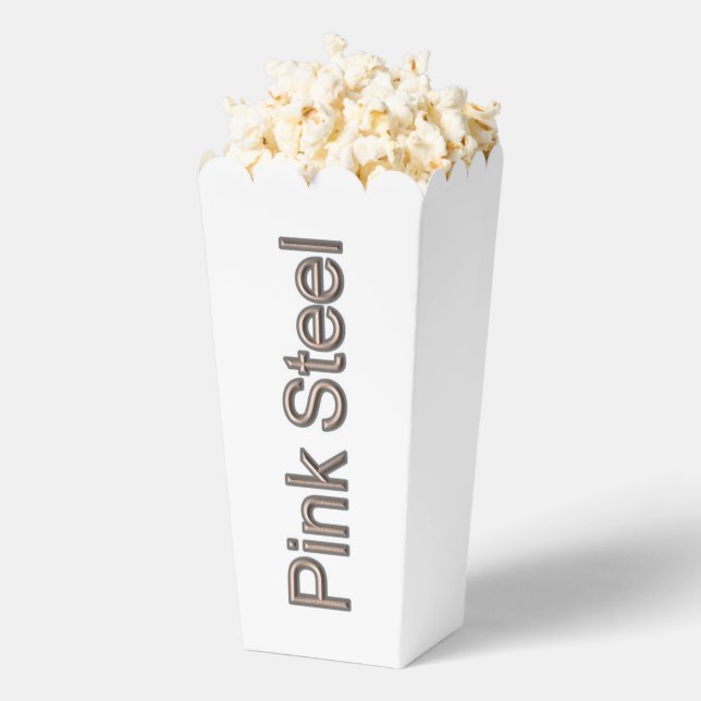 Pink Steel word vertical white popcorn boxes (Popped)