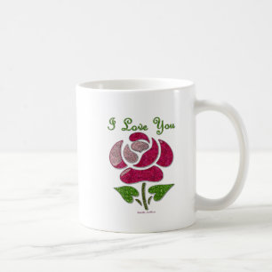 Pink Stencil Rose I Love You Coffee Mug