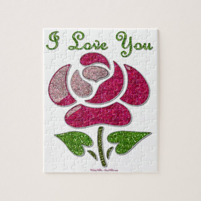 Pink Stencil Rose I Love You Jigsaw Puzzle (Vertical)