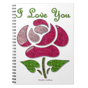 Pink Stencil Rose I Love You Notebook