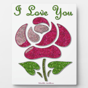 Pink Stencil Rose I Love You Plaque
