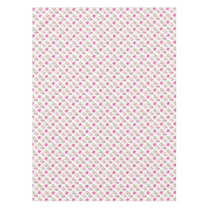 Pink Stenciled Rose Pattern Table Cloth