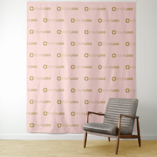 Pink Step & Repeat Logo Business Event Backdrop Tapestry