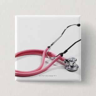 Pink Stethoscope 15 Cm Square Badge