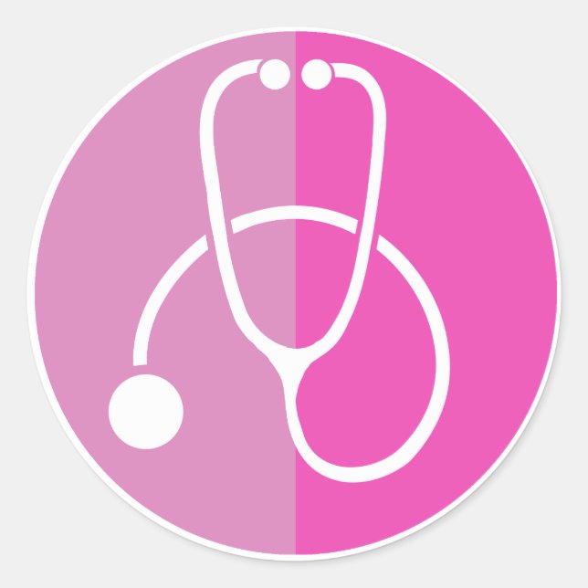 Pink Stethoscope Classic Round Sticker (Front)