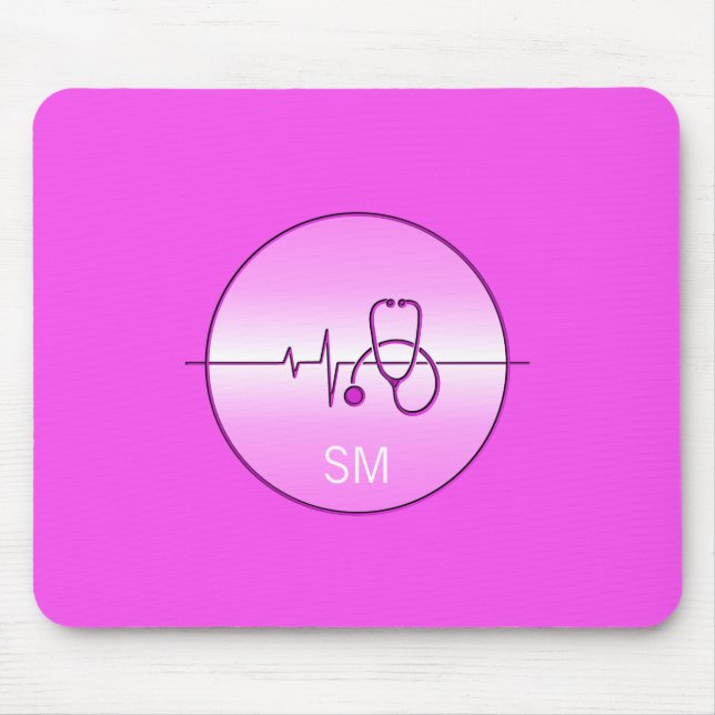 Pink Stethoscope Heartbeat Medical Mouse Mat (Front)