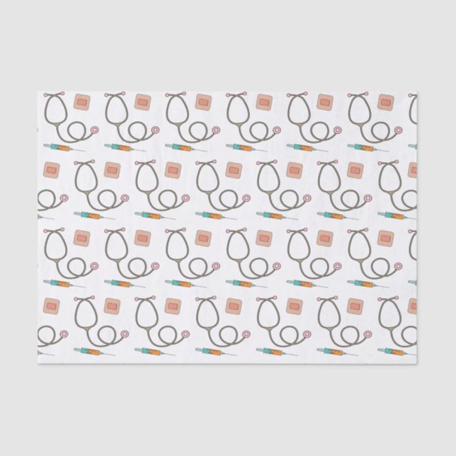 Pink Stethoscope Medical Nuse Tissue Paper (Front)