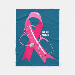 Pink Stethoscope Nurse Breast Cancer Illustration Fleece Blanket