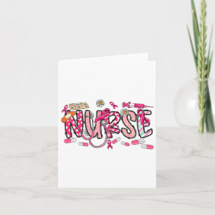 Pink Stethoscope Nurse Medical Breast Cancer Aware Card