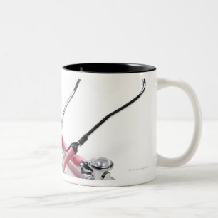 Pink Stethoscope Two-Tone Coffee Mug