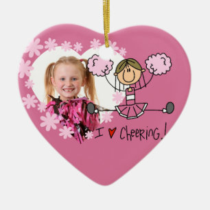 Pink Stick Figure Cheerleader Ornament