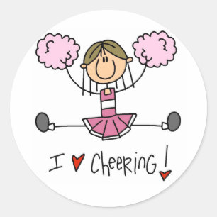 Pink Stick Figure Cheerleader T-shirts and Gifts Classic Round Sticker
