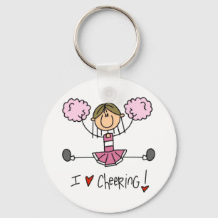 Pink Stick Figure Cheerleader T-shirts and Gifts Key Ring